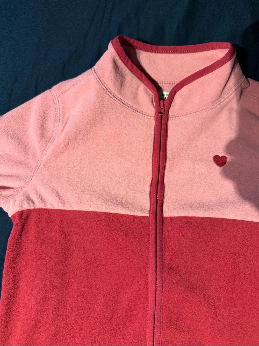 OshKosh B'gosh Coral Pink and Red Colorblock Fleece Jacket